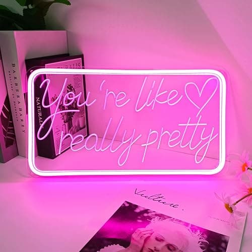 You're Like Really Pretty Neon Signs for Wall Decor, LED Neon Sign Aesthetic Room Decor for Teen Girls Neon Lights Signs for Bedroom, Salon, Wedding Party Pink Neon Name Sign - Rectangle Pink thumbnail 7