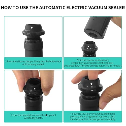 CIRCLE JOY Rechargeable Wine Opener Electric Wine Bottle Opener 7-in-1 Wine Gift Set with Electric Vacuum Pump, Charging Station, Foil Cutter, Wine Aerator Pourer and 2 Wine Stoppers thumbnail 6