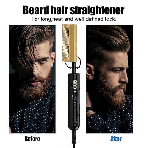 DAN Technology Curved Ceramic Hair Straightener and Heat Press Comb, 450°F Dual Voltage for Natural Black Hair, Portable for Travel & Home | *Dual voltage *Ceramic Technology *30sec Fast heating *High and low switch *360 Swivel Cord *Anti-scald bracket thumbnail 7
