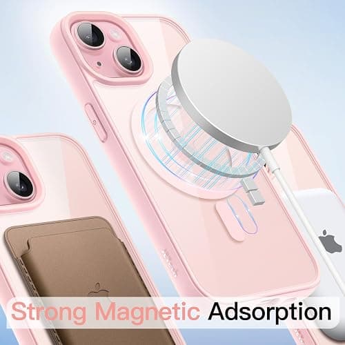 JETech Magnetic Case for iPhone 15 6.1-Inch Compatible with MagSafe, Shockproof Phone Bumper Cover, Solid Color Matte TPU Frame, Anti-Scratch Clear Back (Pink) thumbnail 4