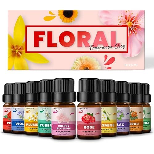 Floral Essential Oils, INWICOPH Flower Fragrance Oil for Candle Making - Rose, Jasmine, Gardenia, Lilac, Plumeria, Peony and More, Aromatherapy Oils for Diffusers for Home - Image 1