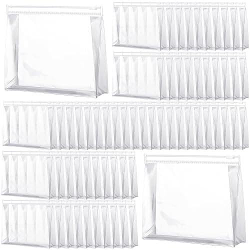 Xuniea 100 Pcs Mini Clear Makeup Bag PVC Small Travel Toiletry Organizer Pouches Bulk Waterproof Transparent Plastic Cosmetic Bag with Zipper for Women Men Travel(7.9'') - Image 1