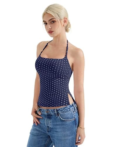 SUUKSESS Women Halter Double Lined Tank Top Backless Going Out Camisole Crop Top thumbnail 3