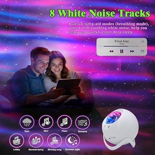 Star Projector Galaxy Projector for Bedroom, White Noise Bluetooth Speaker Northern Lights Projector, Suitable Gaming, Home Theater, Adult, Christmas Mood Night Light thumbnail 3