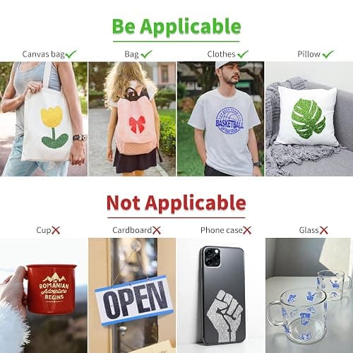Glitter Heat Transfer Vinyl HTV - 14 Pack 12"x10" Iron On Vinyl for Cricut, Silhouette Cameo or Heat Press Machine, Christmas Decorations Shirts Dress, 14 Assorted Colors HTV Glitter Heat Press Vinyl thumbnail 7