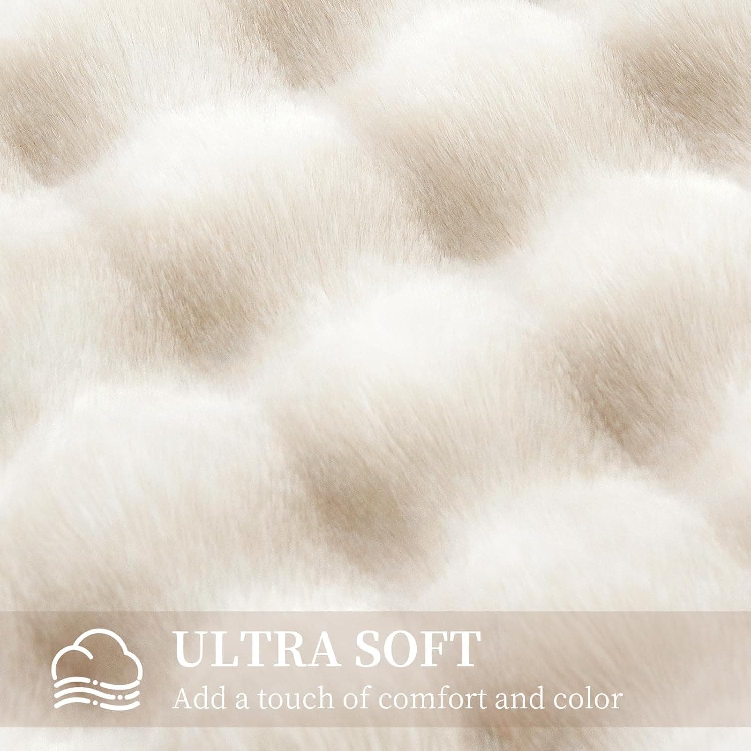 Ultra Soft Cozy Faux Fur Throw Blanket, Fuzzy Plush Thick Bubble Blanket, Luxury Fluffy Blanket for Couch, Sofa, Bedroom, and Living Room, Gifts for Women and Girls, 50x60 Inches, Cream White thumbnail 5
