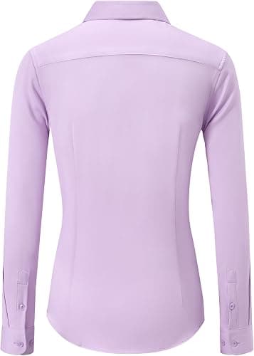 ONKEEP Dress Shirts for Women Long Sleeve Button Down Shirt Stretch Wrinkle Free Solid Casual Work Office Blouse Top thumbnail 4