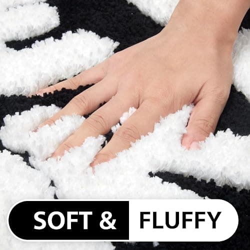 DyeFury Irregular Shaped Get Naked Bath Mat - Fun, Cute Non-Slip Black & White Decor, 31" x 18" - Black thumbnail 5
