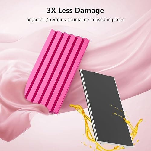 Terviiix Crimper Hair Iron with 4 Interchangeable Plates, Keratin & Argan Oil Infused Hair Crimper for Women, Volumizing Crimping Iron for Thin Fine Hair, 5 Heat Settings & 60 Mins Auto Off, Pink thumbnail 4