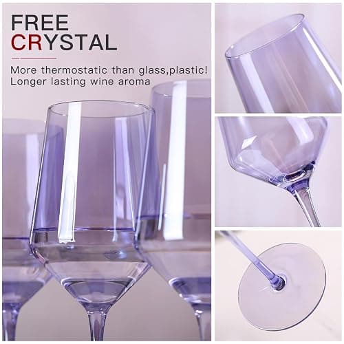 Purple Wine Glass - 15 oz Unique Italian Style Tall Stemmed for White& Red Wine glasses, Gifts, Modern Crystal Hand Blown Wine Glass，Colored Wine Glasses With Stem,Wedding,Christmas or Birthday Gift thumbnail 6