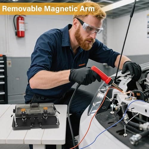Magnetic Helping Hands Clamp Metal, Adjustable Third Hand Soldering Holder Stand For Small Electronics, Hobby DIY, Craft, PCB Repair, Precise Work, Exclusive Dual-Head Ultra-Grip (Yellowblack, long) thumbnail 8
