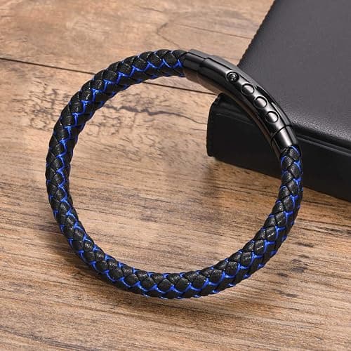 VNOX Men's Inspirational Mantra Engarved Handmade Braided Leather Adjustable Cuff Bangle Bracelet Encouragement Motivational Gift for Men thumbnail 4