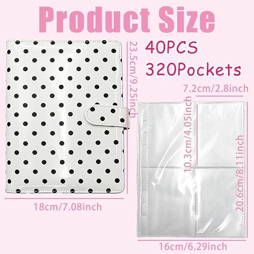 A5 Kpop Photocard Binder,6 Ring Binder Album,Kpop Photo Card Binders,with 40 Four-compartment Card Pages 320 Card Spaces,PU Leather Cover with Buckle Closure,for Card Organisation thumbnail 5
