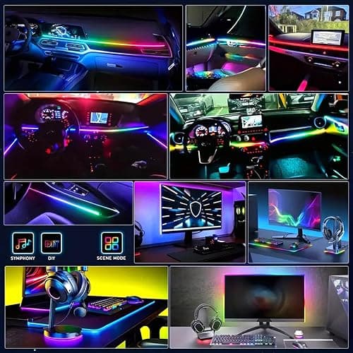 Goodream Interior Car Ambient Lighting Kit, 43.3 Inches RGB USB LED Ultrathin Acrylic Strip Lights Neon Accessories for Cars Truck SUV Center Console Dashboard with APP&Remote Control thumbnail 8