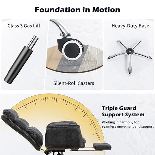 Big and Tall Office Chair with 90-180° Flip Armrests, 400lbs Ergonomic Computer Gaming Chair for Cross Legged Sitting, 155° Recline & Foot Rest - Wide Desk Task Chair for Home Office, Vanity, Study thumbnail 8