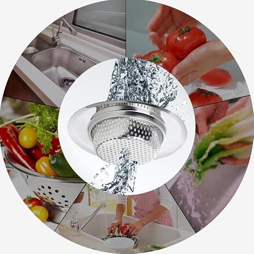 Fengbao 2PCS Kitchen Sink Strainer - Stainless Steel, Large Wide Rim 4.5" Diameter thumbnail 5