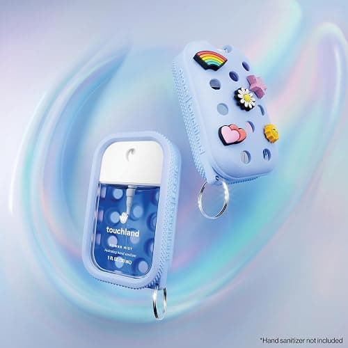 Touchland x Crocs Limited Edition Mist Case 1 Fl. OZ., Stylish Hand Sanitizer Spray Accessory, with 5 Jibbitz Charms and Keyring, Cloudwave Blue Color thumbnail 3
