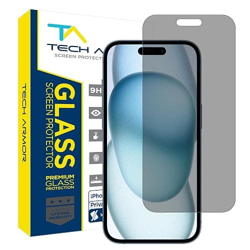 Tech Armor for Apple iPhone 15 Plus Screen Protector Privacy Glass 6.7 inch - Ballistic Tempered, Anti-Spy, Case Friendly, Easy Installation, Bubble Free, Touch Support, 1 Pack - Image 1