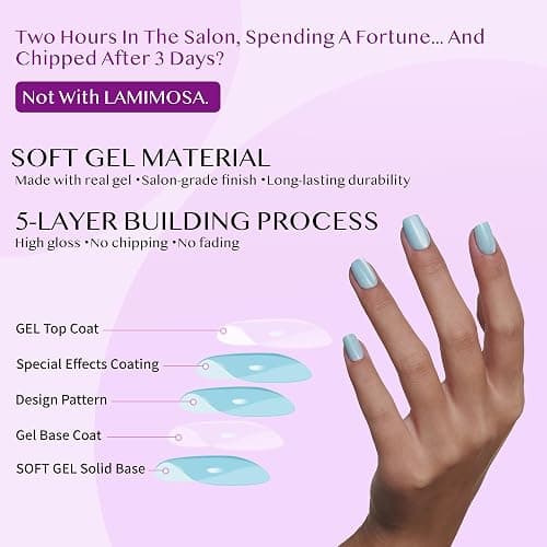 LAMIMOSA 32Pcs Press On Nails Short Almond – Soft Gel Fake Nails in 16 Sizes, Stripe Design Glue on Nails, Pink Stick On Nails kit, Spring Summer Artificial Nails, CANDY STRIPES thumbnail 7