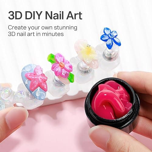 MIZHSE 12 Colors 3D Nail Gel Set, Non-Sticky Sculpting Gel for Nail Art | Painting Molding Gel with Sculpture Pen Soak Off U V Sculpting Gels for Home DIY Salon Manicure thumbnail 4