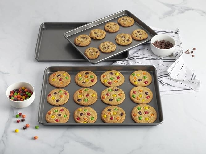 GoodCook Everyday Nonstick Baking Sheet Set, 3 Pack Includes Small (13×9) Medium (15×1) and Large (17×11) Pans Carbon Steel Construction Cookie Sheets Bakeware Set, Gray thumbnail 2