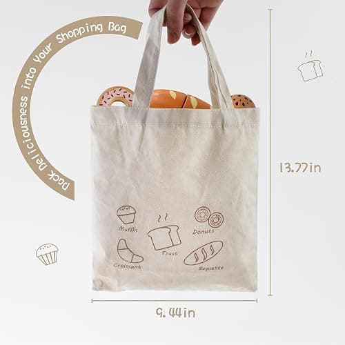 PairPear Wooden Bakery Toy Food Playset,Kids Pretend Play Food Kitchen Accessories with Shopping Bag,Toddlers Cutting Food Gift for Boys and Girls 3 Years and Up thumbnail 3
