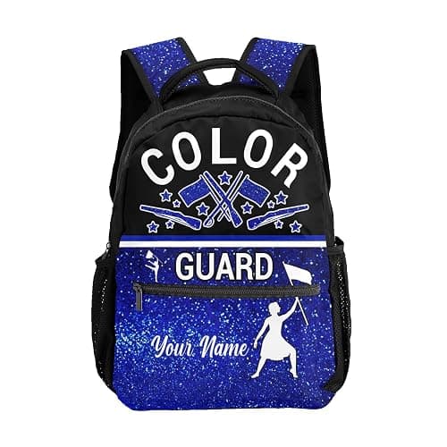 Pwwusark Custom Color Guard Backpack with Name - Personalized Schoolbag Color Guard Team Gift (Blue) - Image 1