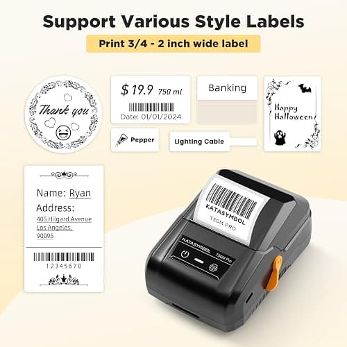 SUPVAN T50M Pro Bluetooth Label Maker Machine with Tape, Wide Waterproof Label, Versatile App with 40 Fonts and 650+ Icons, Inkless Labeler for Home, Kitchen, School, Office Organization, Black thumbnail 2