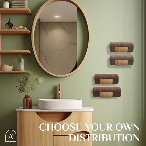 Bamboo Towel Rack by Aura Nest Set of 4 Wood Towel Racks Bamboo Bathroom Accessories -Wall Towel Holder for Rolled Towels Wooden Towel Racks for Bathroom Spa Bathroom - Natural Bamboo thumbnail 5