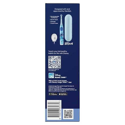 Oral-B iO Kids Disney Stitch Electric Toothbrush, 1 Toothbrush Head, 1 Travel Case, 3 Modes with Kid-Friendly Sensitive Mode, 2-Min Music Timer, for Ages 6+ thumbnail 9