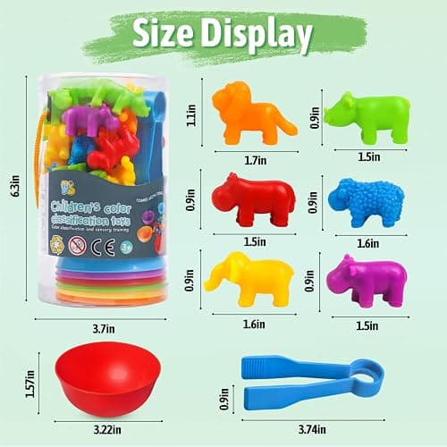RAEQKS Counting Sorting Toys Matching Stacking Toys with Bowls Preschool Learning Activities Educational Sensory Game Montessori STEM Toy Daycare Sets Animals Gifts for Toddlers Kids Boys Girls thumbnail 3