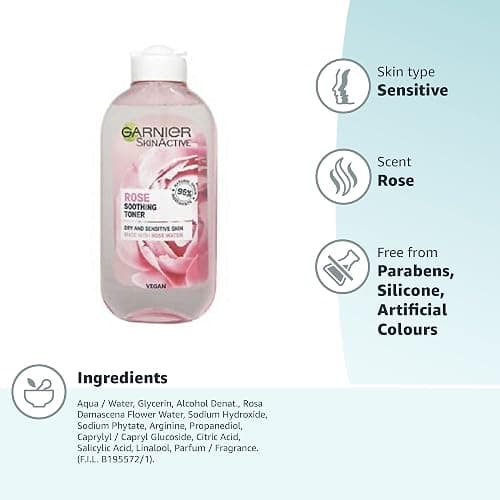 Garnier Natural Rose Water Toner Sensitive Skin 200ml (Packaging May Vary) thumbnail 5