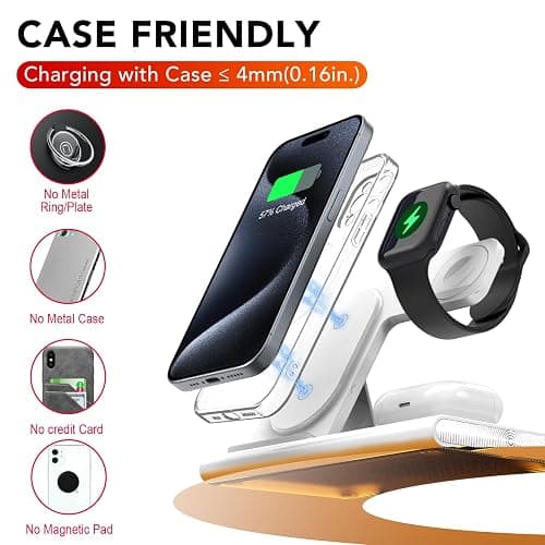 3 in 1 Foldable Charging Station for Apple Products,Wireless Charger for iPhone 17 16 15 14 13 12 Pro Max,Travel Dock Adapter&Light for iWatch Series 11 10 9 Ultra 3/2 SE 3/2,for AirPods 4 3 2 Pro 3/2 thumbnail 4