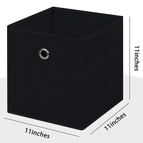 NieEnjoy Black Foldable Storage Cubes Bins ,11 Inch Cloth Storage Cube Fabric Storage Box Cubes Organizer Baskets with Handles for Home Organizer Set of 3 (Black) thumbnail 3