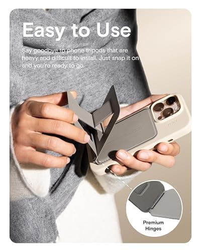 MOFT Phone Tripod Stand Selfie Stick for iPhone, Multi-Angles iPhone Stand, Lightweight & Portable Phone Holder, Strong Magnets, MOVAS Vegan Leather, Earthen Beige (Without Card Slot) thumbnail 8