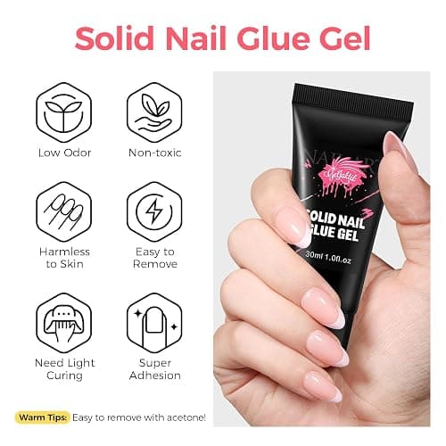 GELLAKTIK Solid Glue Gel for False Nail Tips, 30ml Gel Glue for Fake Nails Press On Nails, Nail Lamp Curing Needed, 30+Days Long Lasting thumbnail 3