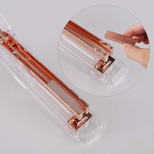 KIDMEN Rosegold Desk Accessory Kit,Set of Stapler, Staple Remover,1000pcs Staples,Tape Dispenser,Big Diamond Ballpoint Pen and 10pcs Binder Clips thumbnail 4