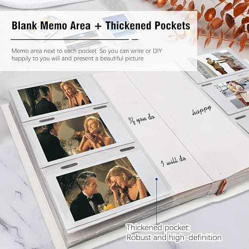 Photo Album for Fujifilm Instax Mini Camera, 180 Pockets Photo Album with Writing Space for Polaroid, Leather Cover, 2x3 Photo Album for Instax Mini 12 11 9 40 8 7 Evo LiPlay Instant Camera (White) thumbnail 5
