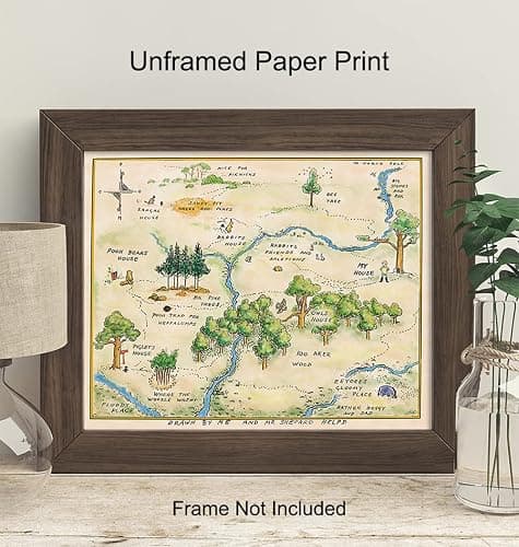 Winnie Pooh Nursery Decor - LARGE 11X14 - Toddler Baby Room Wall Art - Little Boys Bedroom Decor - Baby Shower Decorations - Vintage Hundred Acre Wood - Kids Wall Art - Girls Room Decor thumbnail 3