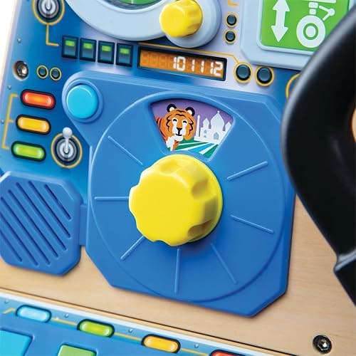 Melissa & Doug Jet Pilot Interactive Dashboard, Pretend Play Airplane Cockpit with Steering Yoke, Lights, Sounds, Buttons & Switches for Fidget Play, Wooden Toys for Kids Ages 3+ - FSC Certified thumbnail 7
