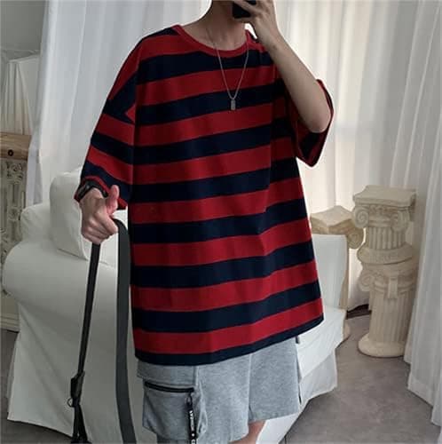 Harajuku Oversized Striped Shirts Y2K Grunge Clothes Crew Neck Emo Scene Clothes Streetwear Baggy Shirt Pullover thumbnail 4