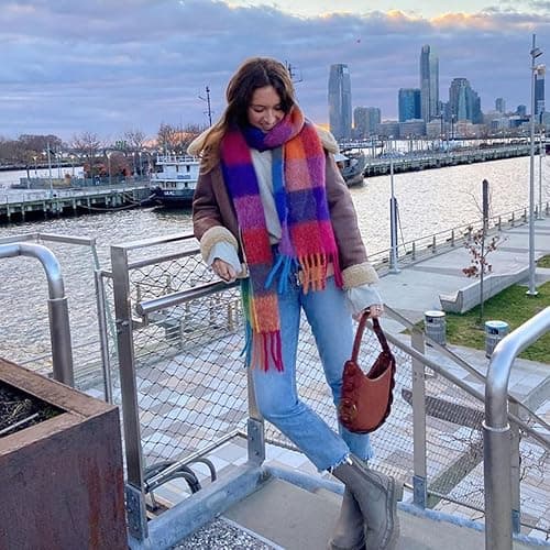 OUNIYA Large Chunky Plaid Scarf Winter Women Oversized Blanket Scarves Colorful Big Cashmere Thick Warm Shawl thumbnail 2