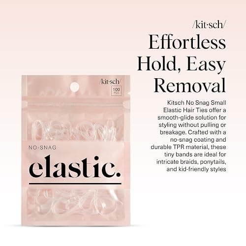 Kitsch Hair Ties No Damage for Kids, Teens and Women - Rubber Bands for Hair Styling | No Snag Hair Elastics | Daily Hair Accessories | Ideal Gifts for Women - 500pcs (Clear) thumbnail 2