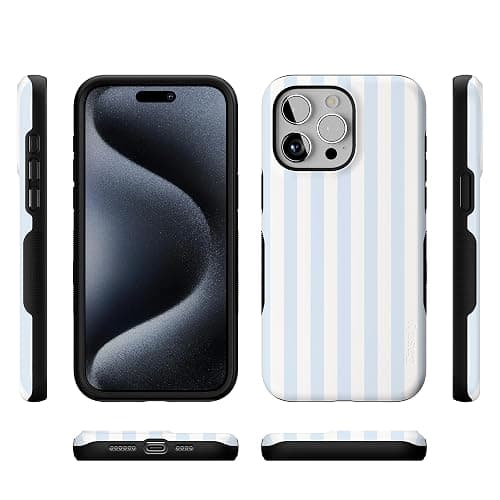 Casely iPhone 15 Pro Max Case | Blue Stripes | Sunday Best | Bold Protective Design | Compatible with MagSafe thumbnail 8