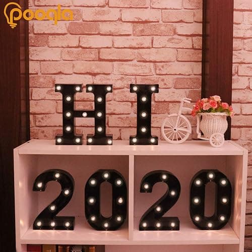 Decorative LED Illuminated Letter Marquee Sign - Alphabet Marquee Letters with Lights For Wedding Birthday Party Christmas Night Light Lamp Home Bar Decoration J, Black thumbnail 6