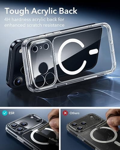 ESR for iPhone 17 Pro Max Case, Camera Control, Compatible with MagSafe, Shockproof Military-Grade Protection, Magnetic Phone Case for iPhone 17 Pro Max, Classic Hybrid Case, Clear thumbnail 6