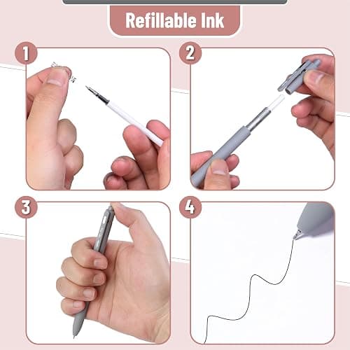 Mr. Pen- Retractable Gel Pens for Journaling, 6 Pack, 0.5 mm Black Ink, Morandi Barrels, Smooth Writing Aesthetic Pens for Women thumbnail 6