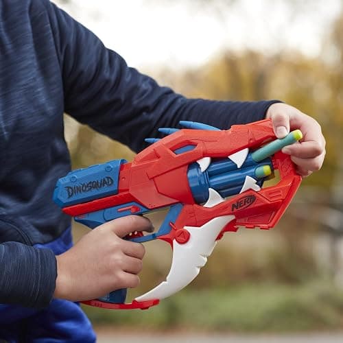 Nerf DinoSquad Raptor-Slash Dart Blaster, 6-Dart Rotating Drum, Slam Fire Action, 6 Official Elite Darts, Velociraptor Dinosaur Design thumbnail 2