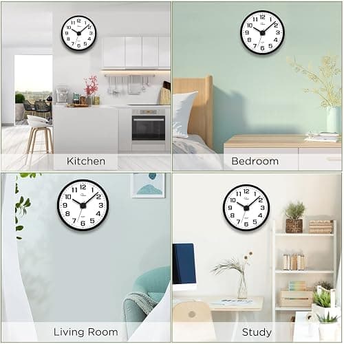 WallarGe Night Light Wall Clock for Bedroom - Silent Lighted up Wall Clock Glow in The Dark, Battery Operated for Living Room/Kitchen, Easy to Read Large Digital Display, 12 Inch - Black - 12inch thumbnail 8