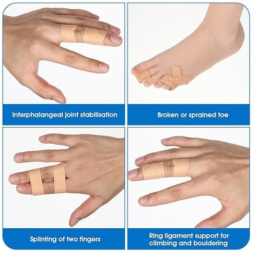 YUXIANLB Finger Tape, 0.5 Inch x 10 Yard Nude Athletic Tape Extra Strong Adhesive, 2 Rolls Sport Tape, Medical Tape, Foot Tape for Rock Climbing, Grappling, Basketball, Lifters and BJJ Finger Tape thumbnail 5